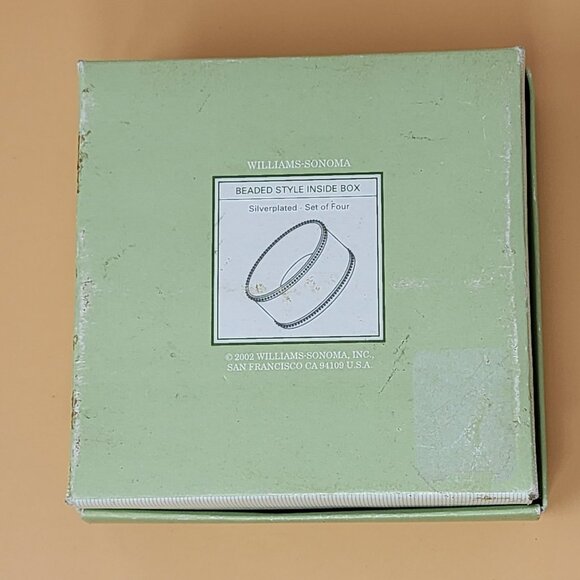 William-Sonoma Hotel Silver Napkin Rings Set Of 4 Silver-Plated Beaded Style - Picture 10 of 13
